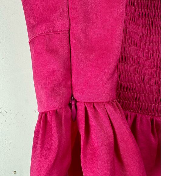 NWT Lulu's Magenta Barbie Pink Preppy Cutesy Corset Peplum Crop Top Medium - Picture 5 of 10